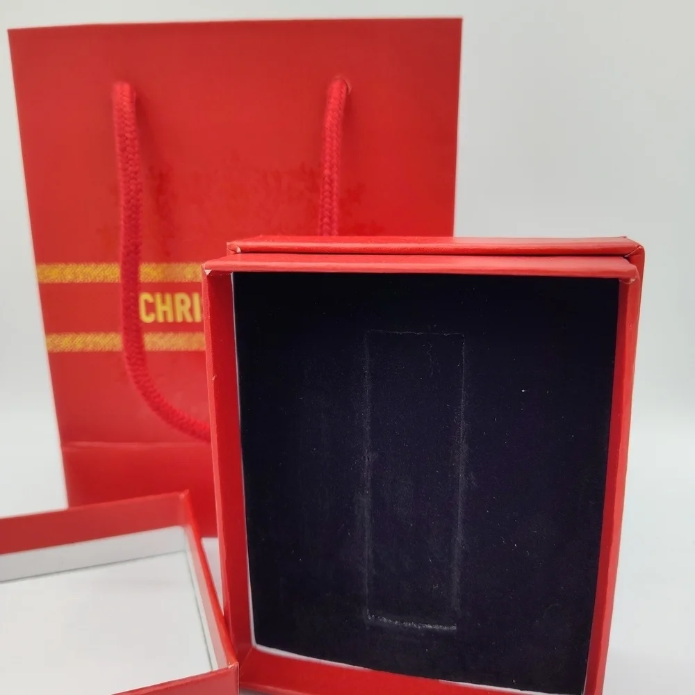 Dior Red Gift Box & Rope Bag Set | Gold Logo Special Edition Packaging LIKE NEW